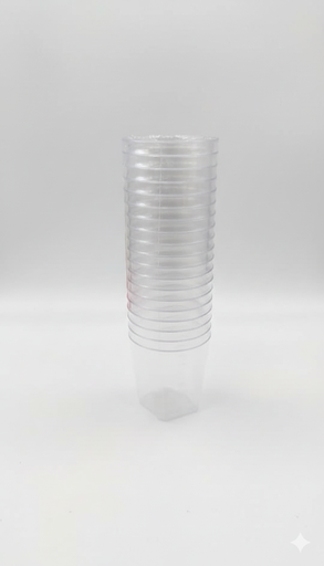 [MIN-SHO-GEN-BASE2] Mini Shot Redondo con Fondo Cuadrado Para Postre 2oz Paq x 20unds