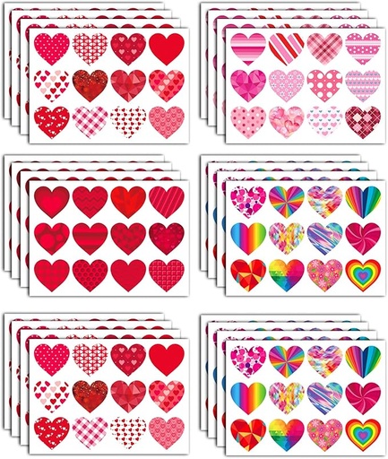 [HOJ-STI-GEN-BASE3] Hoja de Stickers de Corazones 13x20cm Und 