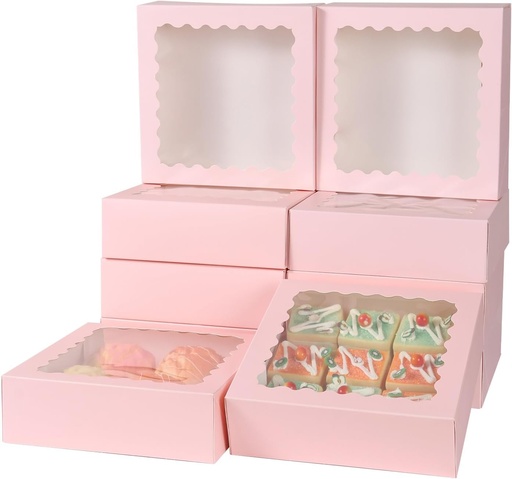 [CAJ-TOR-IMP-C4333] Cajas para Torta Rosada con Ventana 15.24 x 15.24 x 6.35 cm Und